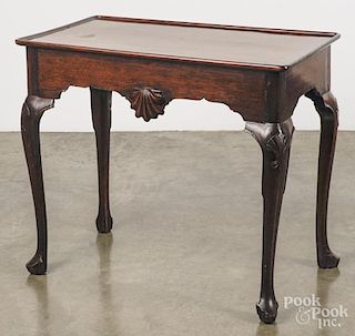 Irish George II mahogany tray top tea table, ca. 1760, 27 1/2'' h., 33'' w., 19'' d.
