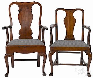 Two George II mahogany armchairs, ca. 1760.