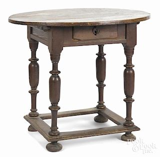 Jacobean oak and walnut tavern table, ca. 1740, 31 1/2'' h., 37 1/2'' w.