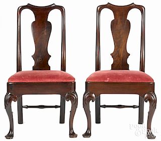 Pair of George II mahogany dining chairs, ca. 1750.