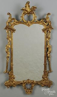 Chinese Chippendale style giltwood mirror, 43'' h.