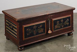 Scandinavian painted pine blanket chest, 19th c., 19 1/2'' h., 42'' w.