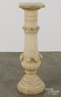 Carved marble pedestal, late 19th c., 40 1/4'' h.