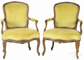Pair of Louis XV painted fauteuils, late 18th c.