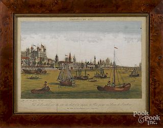 Eight Continental color engraved street and city scenes, most by Leizel, 11 1/2'' x 16 1/4''.