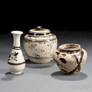 Three Cizhou Pottery Items