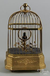 German musical bird cage, ca. 1900, with song bird, 10 1/2'' h.