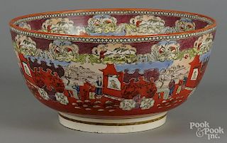 English transfer decorated bowl, 19th c., with chinoiserie decoration, 7 3/4'' h., 15 3/4'' dia.