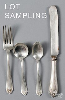 International sterling silver flatware service, in the Leicester pattern, thirty-six pieces