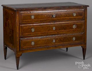 Italian marquetry inlaid chest of drawers, ca. 1800, 35'' x 47''.