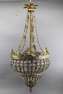 Antique Mixed Metal Crystal Chandelier