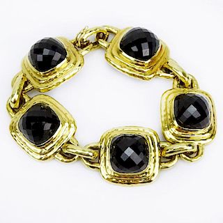 Lady's Vintage 18 Karat Yellow Gold and Black Onyx Bracelet