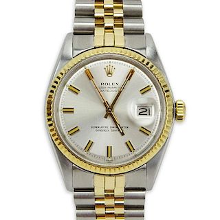 Men's Vintage Rolex Oyster Perpetual Datejust Stainless Steel and 14 Karat Yellow Gold Bracelet Watch