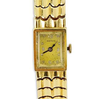 Lady's Vintage 14 Karat Yellow Gold Gertrude Bracelet Watch with manual Movement