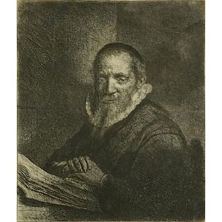 after: Rembrandt van Rijn Dutch (1606-1669) Etching Drypoint and Engraving "Jan Cornelis Sylvius, preacher" Circa 1816, Londo