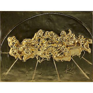 Salvador Dali Bas Relief Limited Edition Sculpture "The Last Supper"  Gold patina
