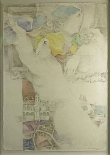 "Alvar" Alvar Sunol Munoz-Ramos, Spanish (b.1935) Watercolor and pencil on woven paper