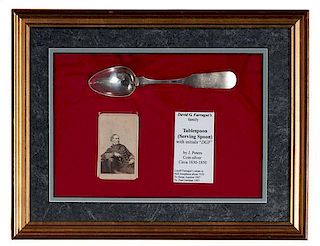 Two Farragut Family Serving Spoons, Engraved DGF 