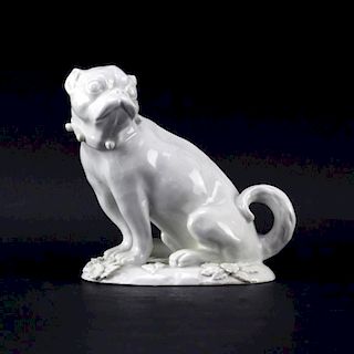 Antique German Blanc de Chine Seated Bulldog Figurine