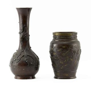 Grouping of Two (2) 19/20th Century Japanese Patinated Bronze Vases