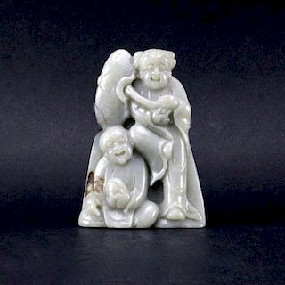 Chinese Carved Celadon Jade Group