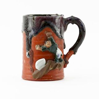 19th Century Japanese Sumida Gawa High Relief Pottery Cup