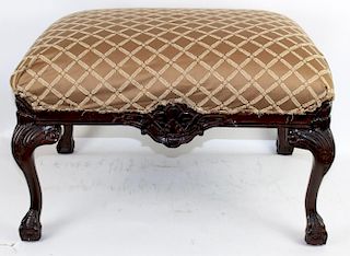 Chippendale style mahogany upholstered ottoman
