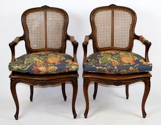 Pair of Louis XV armchairs walnut with cane