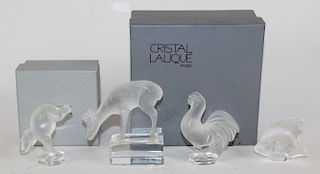 Grouping of 4 Lalique crystal miniature animal