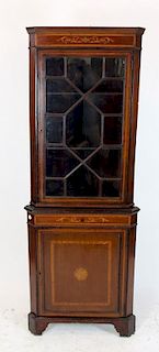 English fretwork glass corner cabinet