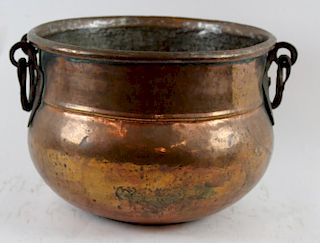 Copper cauldron with iron handles