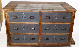 Antique French 6 drawer store counter