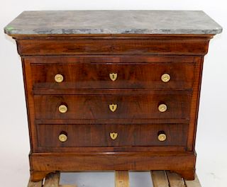 French Louis Philippe walnut commode with marble top