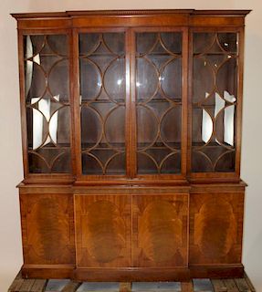 George II style mahogany breakfront bookcase