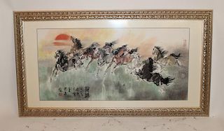 Chinese watercolor painting of horses