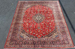 Persian Kashan 9.8 x 13.6 wool rug