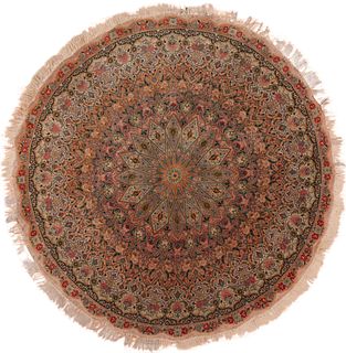 Vintage Persian Tabriz Round Rug 6 ft 6 in x 6 ft 6 in (1.98 m x 1.98 m)