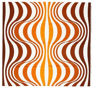 Vintage Square Earth Tone Scandinavian Verner Panton “mira Spectrum” Textile 4 ft x 3 ft 10 in (1.22 m x 1.17 m)
