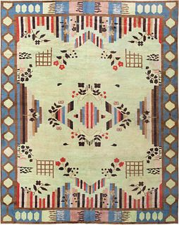Art Deco Indian Rug 11 ft 10 in x 9 ft 2 in (3.61 m x (2.79 m)