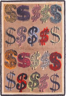 Vintage Pop Art Andy Warhol Dollar Sign Rug 6 ft 8 in x 4 ft 7 in (2.03 m x 1.4 m)