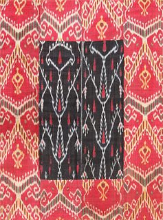 Antique Silk Ikat Uzbek Textile 4 ft 9 in x 3 ft 7 in (1.45 m x 1.09 m)