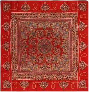 Antique Persian Rashti Embroidery 6 ft 5 in x 6 ft 2 in (1.95 m x 1.87 m)