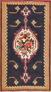 Extremely Fine Antique Persian Silk Foundation Senneh Kilim Rug 3 ft 2 in x 1 ft 10 in (0.97 m x 0.56 m)