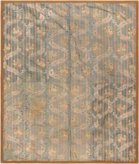 19th Century French Silk Embroidery Textile 6 ft 1 in x 5 ft 1 in (1.85 m x 1.54 m)