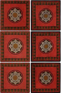 Set Of 6 Pieces Of Antique Spanish Mats 2 ft 2 in x 2 ft (0.66 m x 0.6 m)