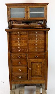 Antique American dental cabinet in oak