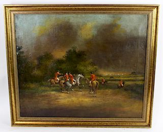 English hunt scene oil on canvas