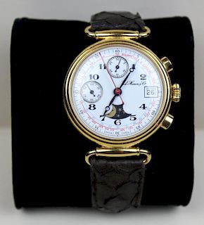 Rare Ed Heuer & Co moon phase chronograph watch