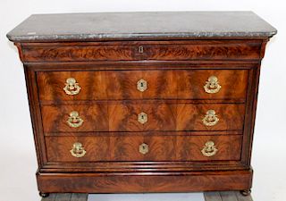 French Empire commode in flame mahogany