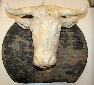 French terra cotta bull head butcher's sign